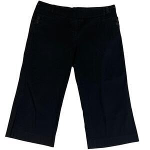 Sandro Women’s Wide Leg Black Cropped Chinos Side Buttons Size 10 Designer